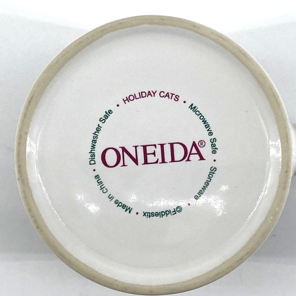 Oneida Christmas Mug Cats Holiday Stoneware Fiddlestix Microwave Dishwasher Safe - Picture 6 of 8